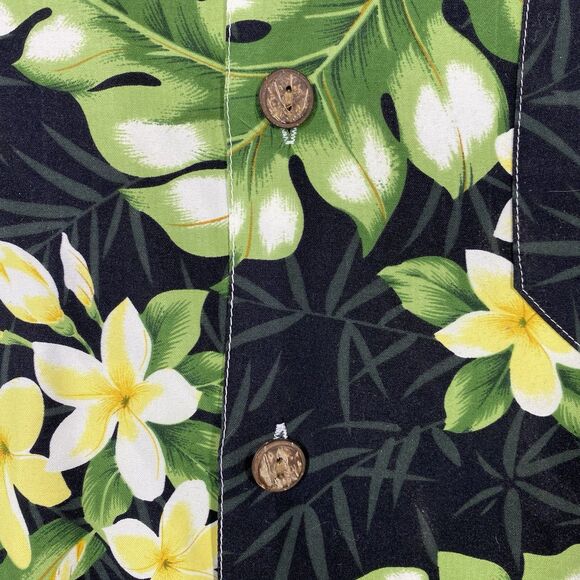 Sunset Breeze Hawaiian Shirt Mens Sz XXL Green Black Palm Leaves Microfiber - Picture 7 of 12